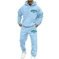 thumbnail image 1 of Zylarhe Men's Casual Hoodie And Jogger Set Letter Print Sweatsuit For Everyday Wear Spring Fall Winter Outfit Men in Suit, 1 of 4