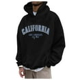 thumbnail image 1 of Zylarhe Men's Casual Sports Plus Size Letter Print Hooded Long Sleeved Hooded Top Workout Hoodie for Men, 1 of 4