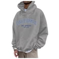 thumbnail image 1 of Zylarhe Men's Casual Sports Plus Size Letter Print Hooded Long Sleeved Hooded Top Workout Hoodie for Men, 1 of 4