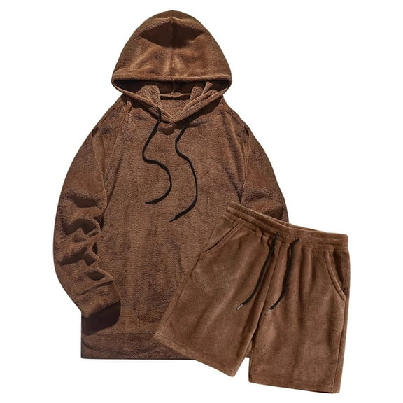 Zylarhe Men's Casual Suits Hoodie And Shorts Set Comfortable Wear For Everyday Outfit Relaxed Fit With Drawstring Design For Autumn Winter Season Suite And Tie Men