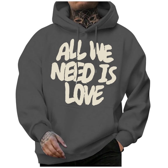 Zylarhe Men's Fashion Casual Digital Letter Print Hooded Long Sleeve Hooded Sweater Top Mens Hoodies Graphic