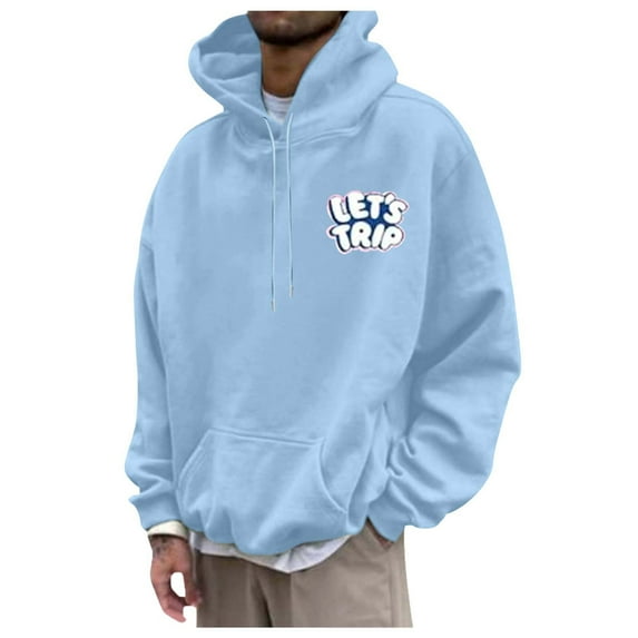 Zylarhe Men's Fashion Casual Sports 3D Printed Letter Long Sleeved Hoodie Top Men's Sweatshirt