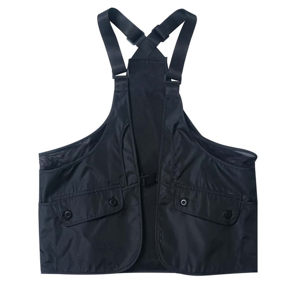 Zylarhe Men's Fashion Functional Wind Harness Vest Large Pockets Outside Work Outerwear Black M