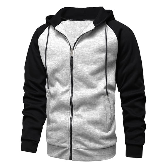 Zylarhe Men's Hooded Cardigan Sweatshirt Loose Textured Zip Hooded Sweatshirt Insert Sleeve Jacket Hot Sweatshirt Men