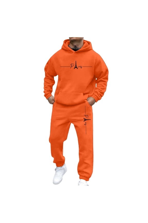 Men's Hooded Sweatshirt And Jogger Set Casual Pullover Tracksuit With Letter Print For Daily Wear Gym Running Street Outfit Suits for Men Wool