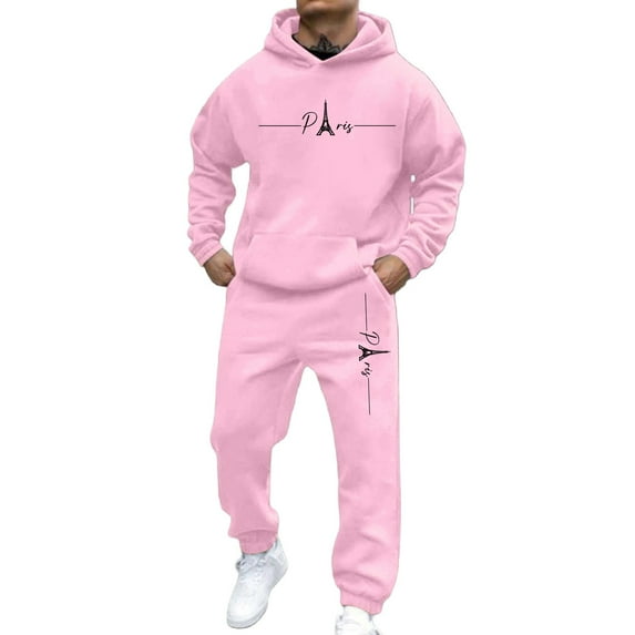 Zylarhe Men's Hooded Sweatshirt And Jogger Set Casual Pullover Tracksuit With Letter Print For Daily Wear Gym Running Street Outfit Suits for Men Wool