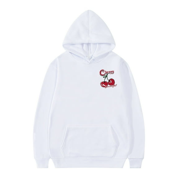 Zylarhe Men's Hoodie Cherry Pattern Pullover Long Sleeve Drawstring Casual Hoodie Sweatshirt Mens Big And Tall Hoodies Pullover