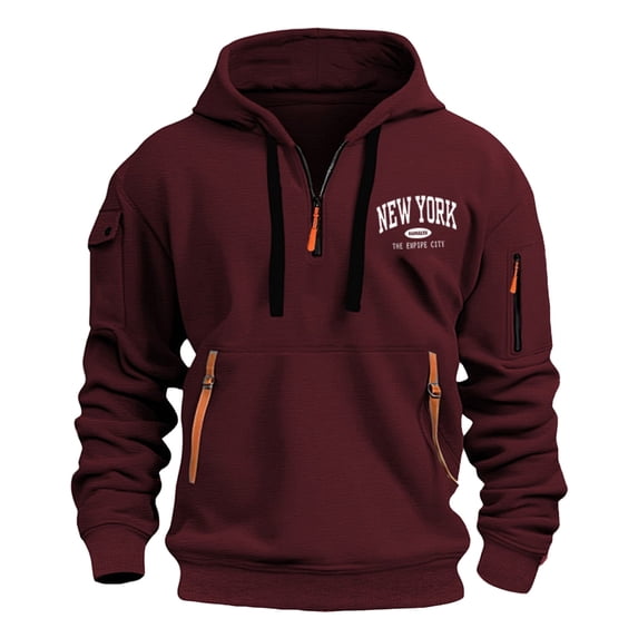 Zylarhe Men‘s Hoodies For Men Quarter Zip Pullover Sweatshirt Long Sleeve Casual Fashion Hoodie With Pockets Mens Long Zip Sweatshirt Hoodie