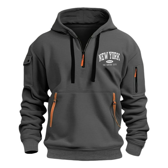 Zylarhe Men‘s Hoodies For Men Quarter Zip Pullover Sweatshirt Long Sleeve Casual Fashion Hoodie With Pockets Mens Long Zip Sweatshirt Hoodie