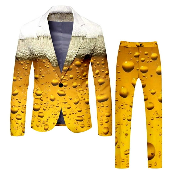 Zylarhe Men's Oktoberfest Printed Suit Set Trousers Tops Jacket Suit with Jacket
