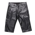 thumbnail image 1 of Zylarhe Men's Pants, Men's Leather Pants Motorcycle Fashion Solid Color Casual Men's Short Leather Pants Pants for Men Slim Fit Black 34, 1 of 9