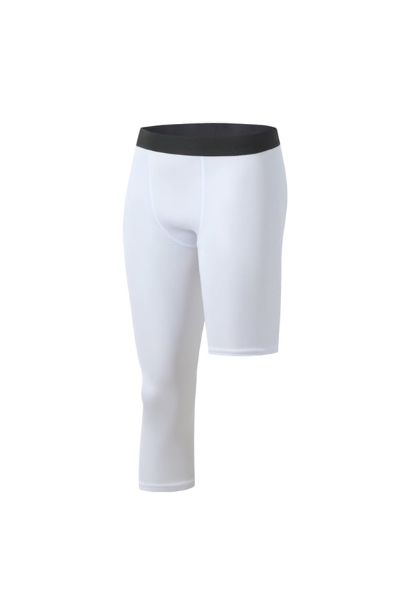 Men's Pants, Mens Basketball Leg Leggings Sports Training Pants Fitness Short Foot Base Point Compression Pants Fitness Pants Baseball Warm up White S