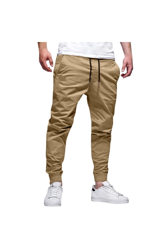 Men's Pants, Mens Pants Joggers With Pockets Casual Sweatpants Pants Chino Pants Twill Track Jogging Pant Khaki S