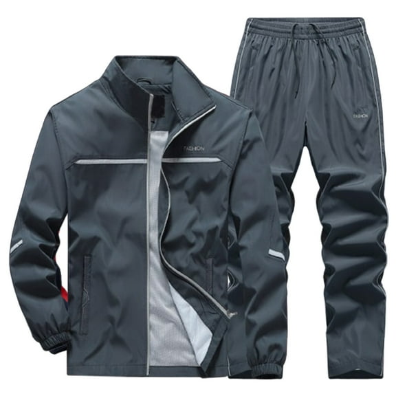 Zylarhe Men's Plus Size Sports Outdoor Casual Tracksuit Set For Spring And Autumn Activewear Jacket And Pants Set Men Dress Coat