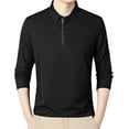 thumbnail image 1 of Zylarhe Men's Polo Shirts, Long Sleeve Shirt Classic Solid Color Collared Top For Casual Business Wear Comfortable Stylish Menswear Cropped T Shirts for Men Black XL, 1 of 7