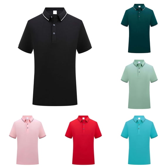 Zylarhe Men's Polo Shirts, Men's Classic Short Sleeve Shirt for Casual Wear Black L