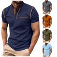 thumbnail image 1 of Zylarhe Men's Polo Shirts, Men's Short Sleeve Shirt Summer Casual Solid Holiday Tops Dark Blue XXXL, 1 of 5