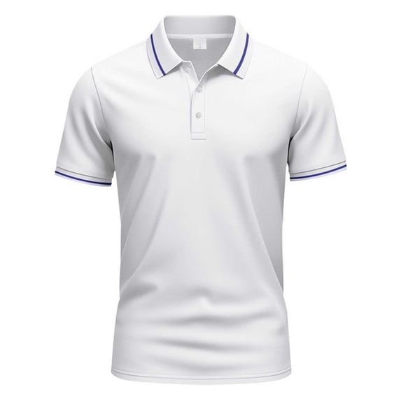 Zylarhe Men's Polo Shirts, Men's Short Sleeve Solid Colour Shirt Men T Shirt White XL