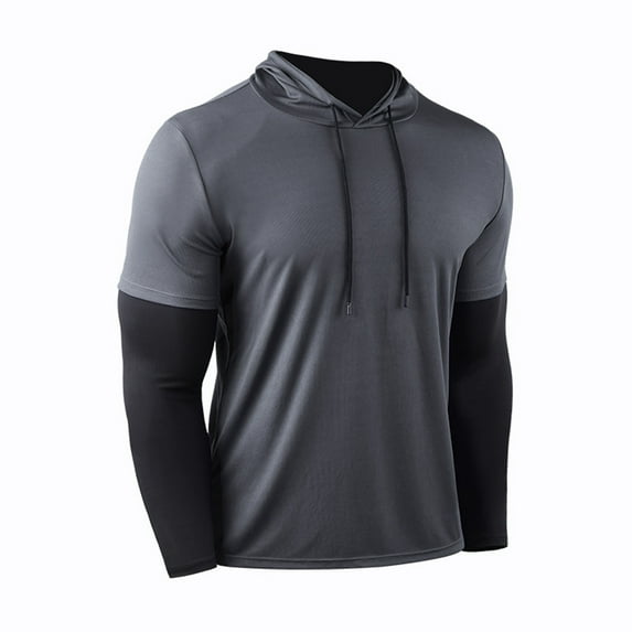 Zylarhe Men's Pullover Running Long Sleeve T Shirt Training Hoodie Loose Exercise Fitness Wear Pullover Sweatshirts