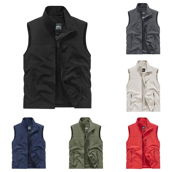 Zylarhe Men's Sleeveless Vest Outerwear Summer Travel Photo Work Fishing Cargo Vest with Multiple Pockets Black XXXXL