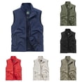 thumbnail image 1 of Zylarhe Men's Sleeveless Vest Outerwear Summer Travel Photo Work Fishing Cargo Vest with Multiple Pockets Dark Blue L, 1 of 5