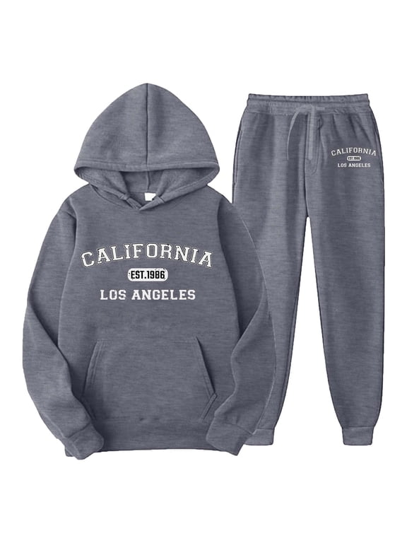 Men's Sports Plus Size Casual Long Sleeved Letter Printed Sportswear Set 2 Piece Hoodie One Button Suits for Men