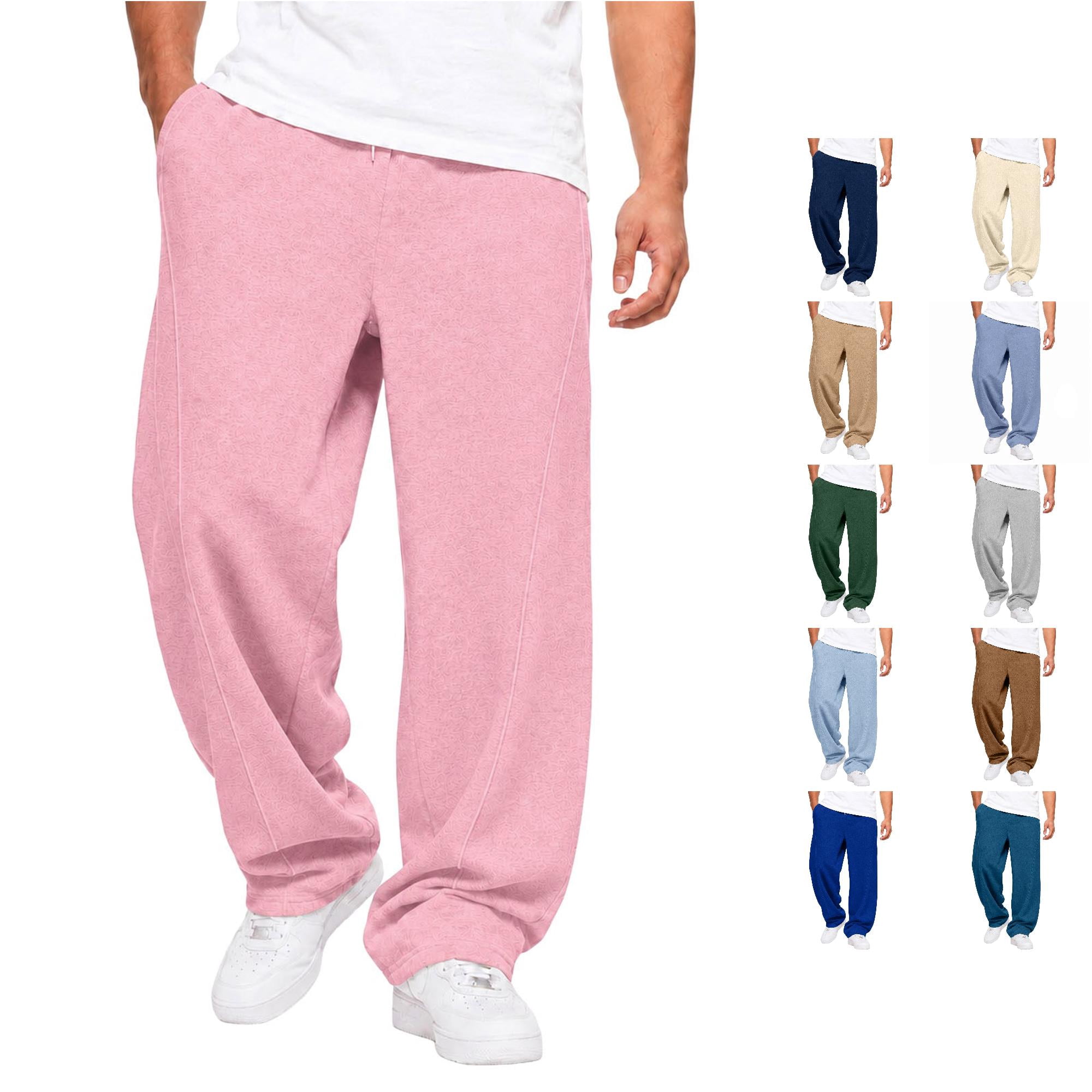 3 Color Sign Design Zylarhe Men's Sweatpants Casual Loose Fit Solid Color Lined Jogger with ...