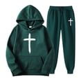 thumbnail image 1 of Zylarhe Men's Track And Field Suit 2 Piece Hooded Sports Casual Running Jogging Set Three Button Suit, 1 of 2
