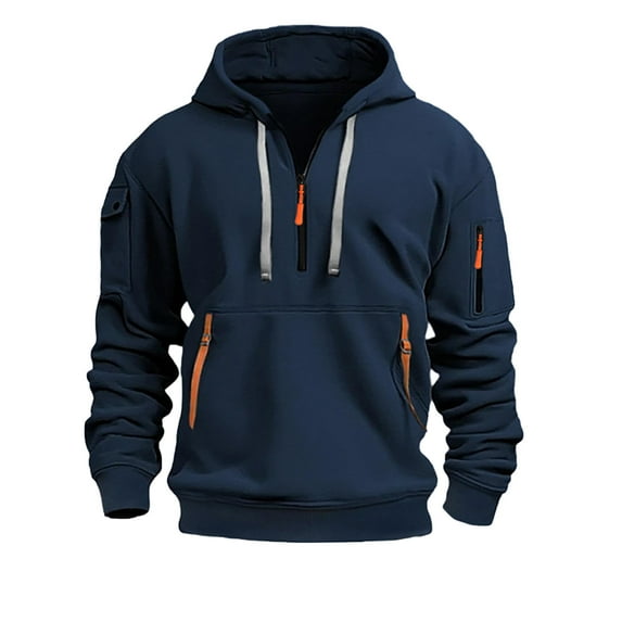 Zylarhe Men's Casual Long Sleeve Hoodie for Spring Autumn with Unique Outdoor Design in Solid Color Comfort Fit