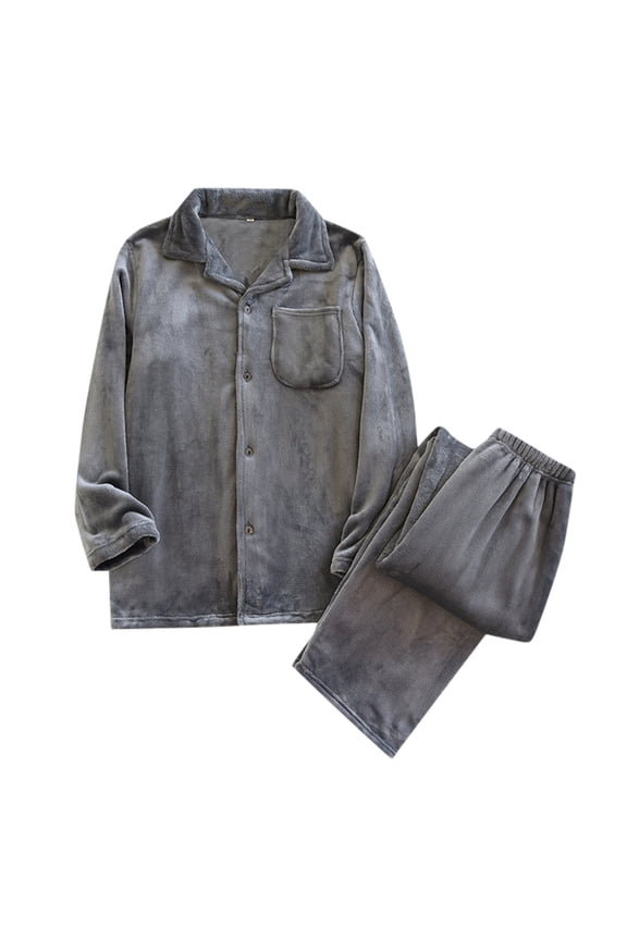 Men's Winter Thickened And Home Warm Casual Comfort Flannel Pajamas Set Modern Suits for Men