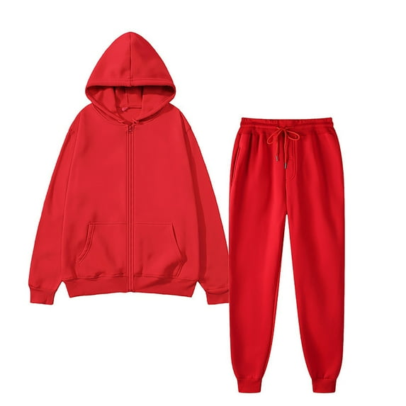 Zylarhe Men's Zipper Sweater Suit Loose Cardigan Hoodie Sweatpants Comfortable Casual Solid Color Sportswear Two Piece Set Jacket Pants for Men
