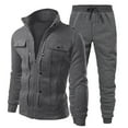 thumbnail image 1 of Zylarhe Mens And Womens Autumn And Winter Trend Street Loose Sports Classic Color Solid Color Sweater Pants Suit Two Piece Suit Man Formal Jacket, 1 of 6