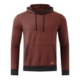 thumbnail image 1 of Zylarhe Mens Autumn And Winter Fashion And Leisure Solid Color Matching Hooded Drawstring Pocket Pullover Sweater Top Big And Tall Hooded Sweatshirts for Men, 1 of 3