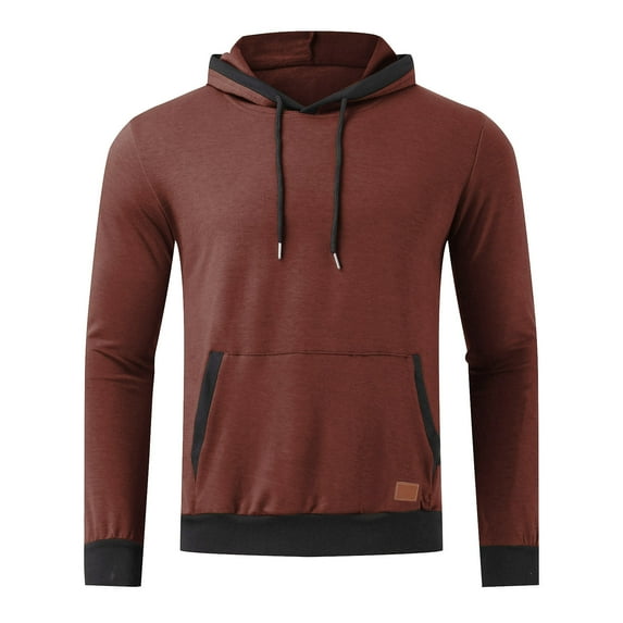 Zylarhe Mens Autumn And Winter Fashion And Leisure Solid Color Matching Hooded Drawstring Pocket Pullover Sweater Top Big And Tall Hooded Sweatshirts for Men