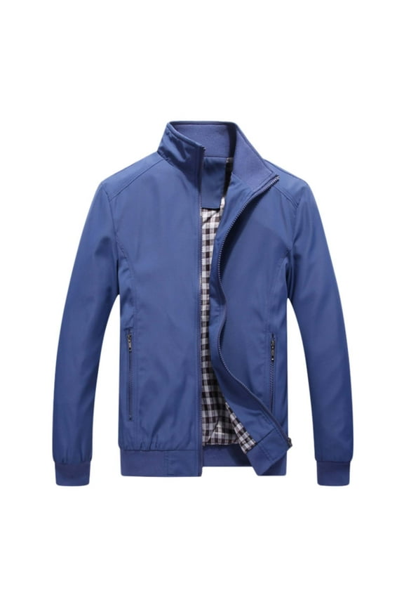 Mens Fashion Business Solid Stand Collar Leisure Large Zipper Jacket Light Weight down Jacket Men
