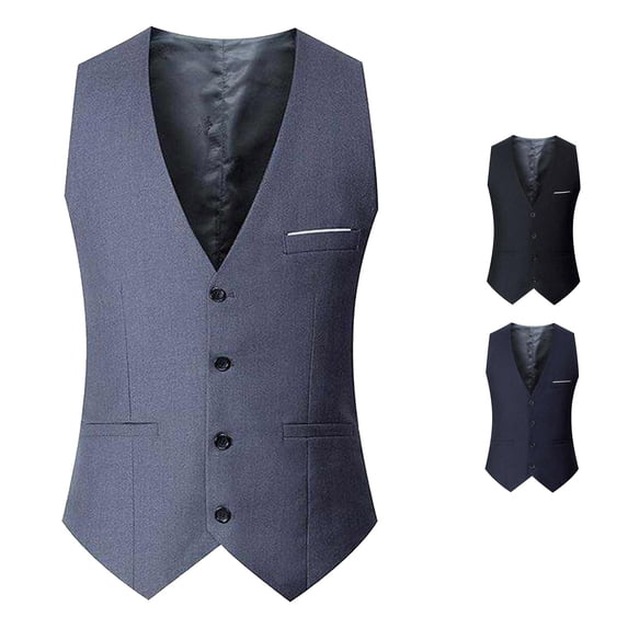 Zylarhe Mens Solid Color Wedding Dress Vest British Leisure Slim Stage Formal Classic Fit Sleeveless Button Down Groom Tuxedo Shirt Grey XXL