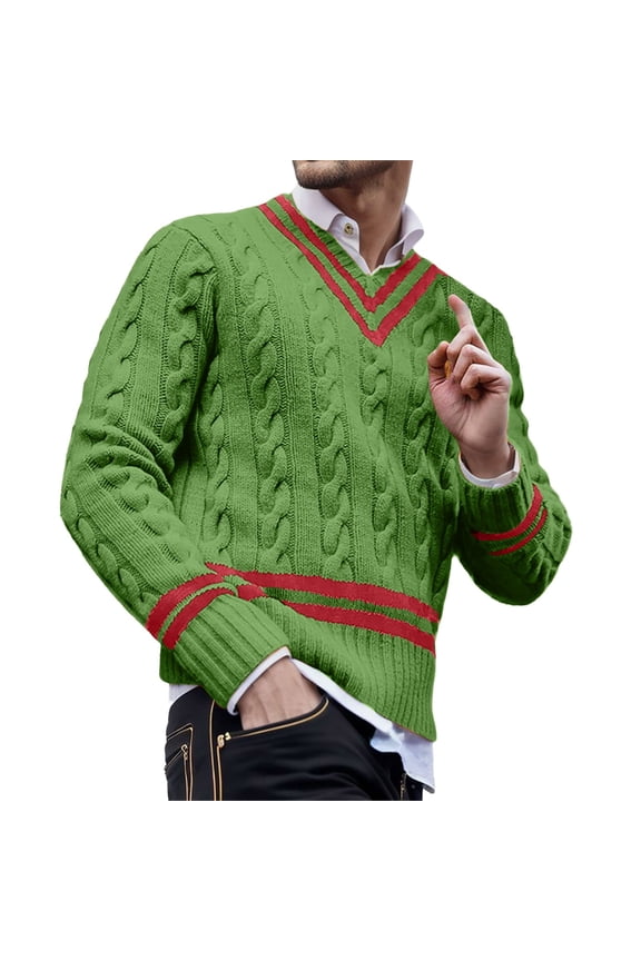 Mens Striped Color Matching Knitted Sweaters Are Fashionable And Loose In Autumn And Winter Crepe Coat