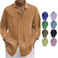 thumbnail image 1 of Zylarhe Mens Summer Shirts, Men 3/4 Sleeve Spring Summer Solid Casual Lapel Long Shirt Orange XL, 1 of 6