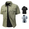 thumbnail image 1 of Zylarhe Mens Summer Shirts, Men Casual Button Up Shirt Short Sleeve Sun Shirts For Daily Wear Hiking Fishing Work Comfortable Stretch Spring Summer Light Green L, 1 of 7