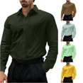 thumbnail image 1 of Zylarhe Mens Summer Shirts, Men Classic Fit Dress Shirt Business Casual Formal Wear Comfortable Stretch Shirts Dark Green XXL, 1 of 4