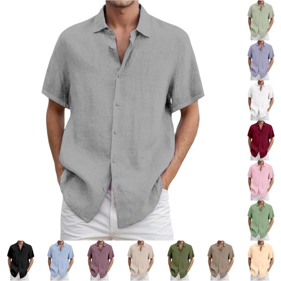 Zylarhe Mens Summer Shirts, Men Short Sleeve Shirt Breathable Casual Summer Wear Outdoor Activities Light Gray XXXL