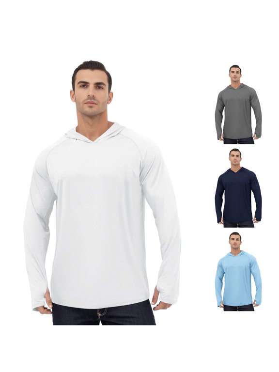 Mens Sweatshirts New Ice Silk Sunscreen Jacket Summer Long Sleeved Pullover Hooded Casual Sunscreen Clothing for Warm Weather White L