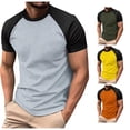 thumbnail image 1 of Zylarhe Mens Tshirt, Color Blocked Twill Business Sport Raglan Sleeves Men Short T Shirt Grey L, 1 of 8