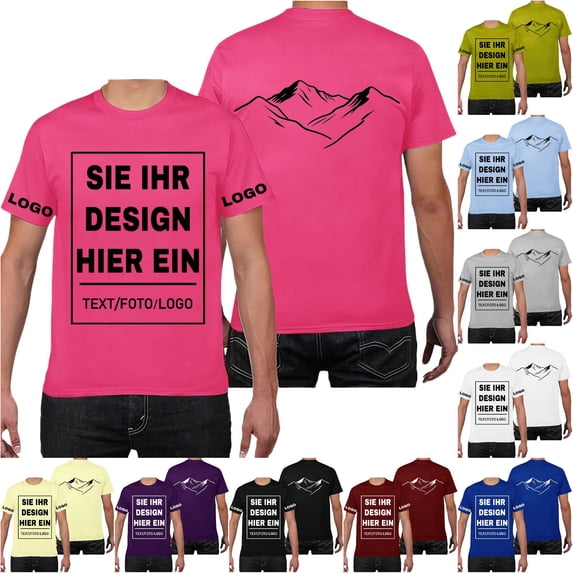 Zylarhe Mens Tshirt, Custom Photo T Shirt Summer Short Sleeve Tee For Picture Printing Idea Cool Comfortable Casual Wear Hot Pink XXXL