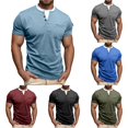 thumbnail image 1 of Zylarhe Mens Tshirt, Men Double Layer Neck Casual T Shirt Daily Wear Basic Top for Spring Summer Autumn Blue2 L, 1 of 8