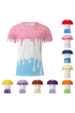 Mens Tshirt, Men Graphic Ice Print Summer Casual Short Sleeve Tee Soft Blend Comfortable Fit T Shirt For Daily Wear Pink L