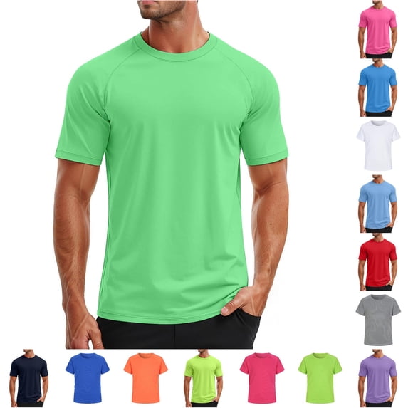 Zylarhe Mens Tshirt, Mens UPF 50+ Sun Swim Shirt Short Sleeve Rash Guard Athletic Quick Drying Tee Light Green 3XL