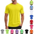 thumbnail image 1 of Zylarhe Mens Tshirt, Mens UPF 50+ Sun Swim Shirt Short Sleeve Rash Guard Athletic Quick Drying Tee Yellow S, 1 of 4