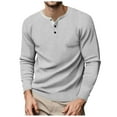 thumbnail image 1 of Zylarhe Mens Tshirts, European Solid Color Button Open Neck Business Men Loose Comfortable Sports Long Sleeved T Shirt Big Tall T Shirts for Men Grey S, 1 of 8