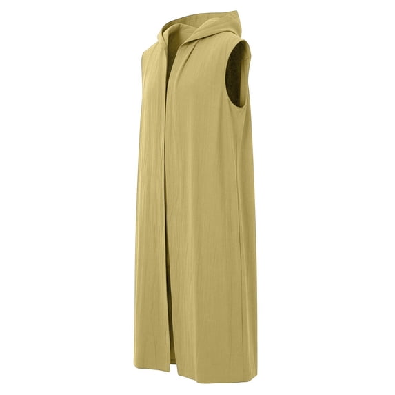 Zylarhe Mens Tshirts, Men's Hooded Surcoat Tabard Sleeveless Tunic Tops Cloak Spandex T Shirt Men Yellow XXXL